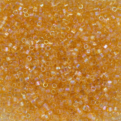 Miyuki Hex Cut Delica Seed Bead 8/0 Light Amber AB 2-inch Tube DBLC100