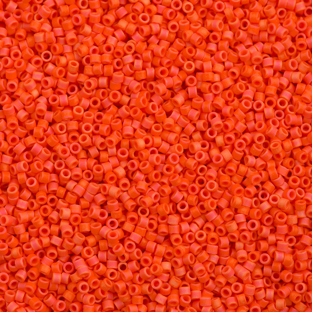 Miyuki Delica Seed Bead 11/0 Matte Opaque Bright Orange AB 2-inch Tube DB872