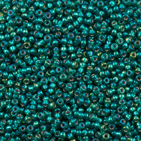 50g Miyuki Round Seed Bead 11/0 Silver Lined Emerald AB (1017)