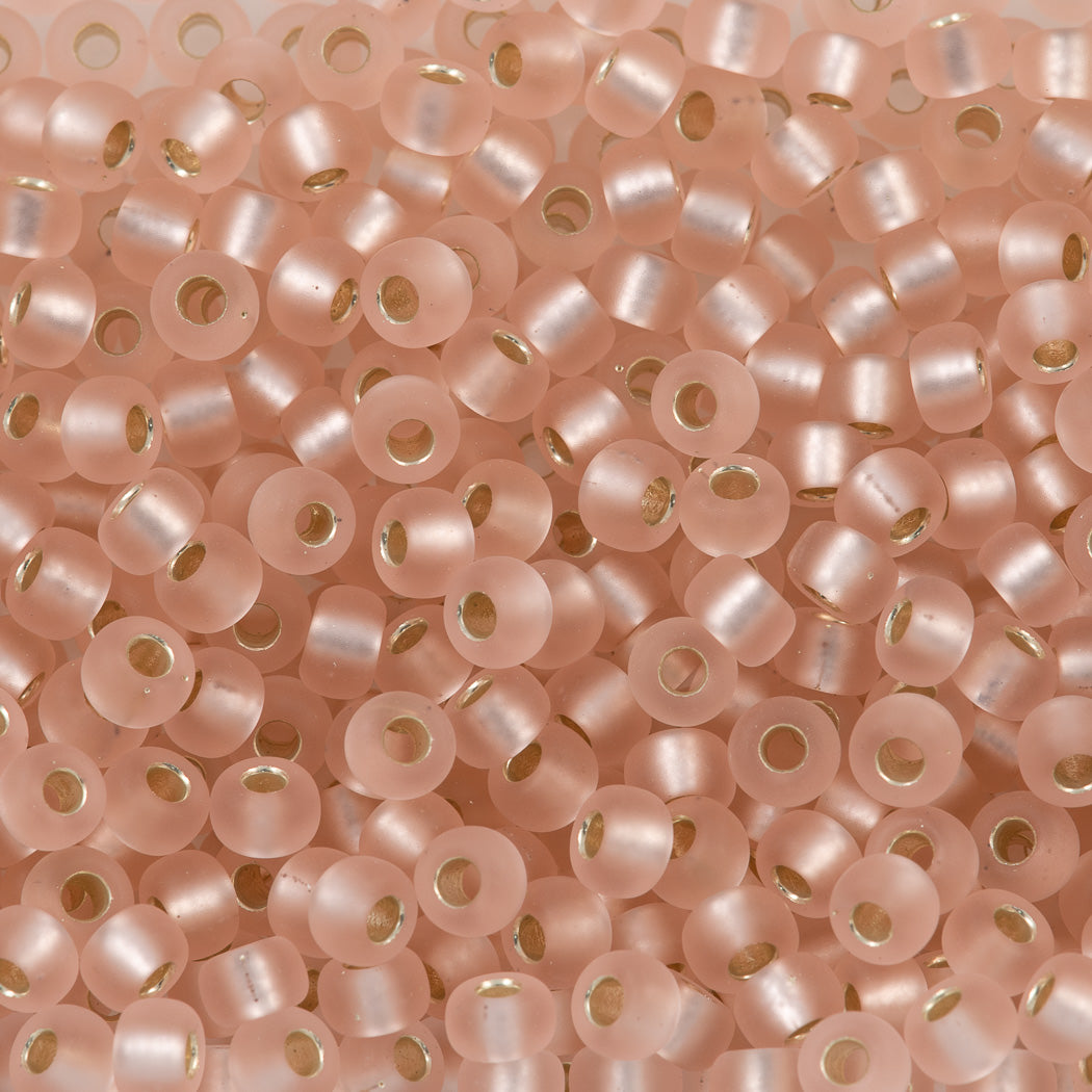 Miyuki Round Seed Bead 8/0 Matte Silver Lined Pale Rose (23F)