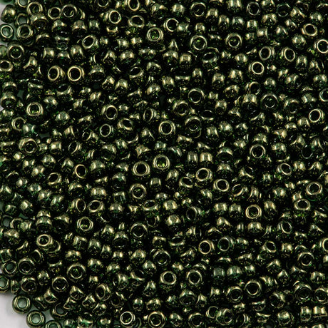 50g Miyuki Round Seed Bead 11/0 Olive Green Gold Luster (306)