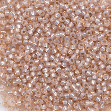 50g Miyuki Round Seed Bead 11/0 Dyed Light Pale Rose Silver Lined (579)