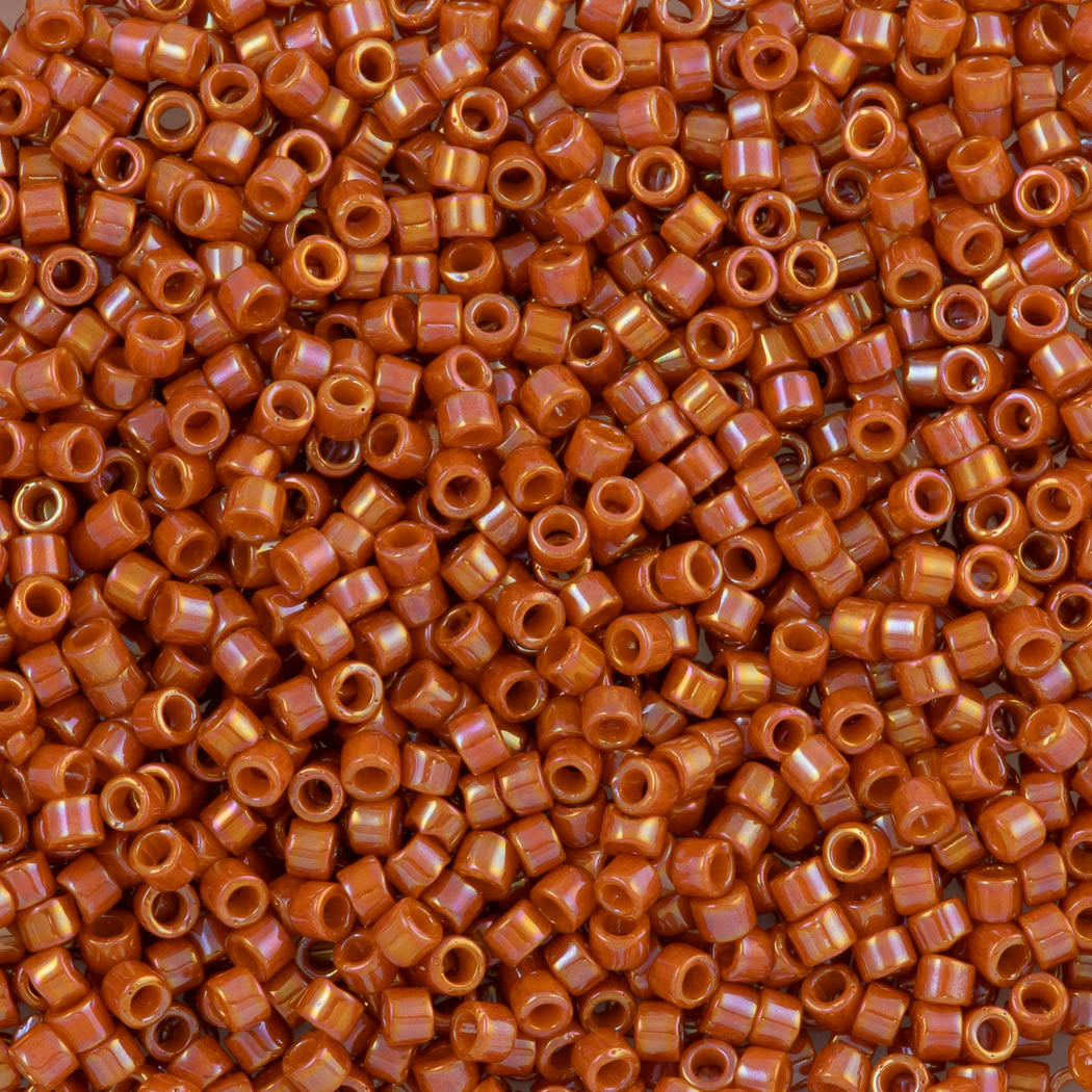 Miyuki Delica Seed Bead 11/0 Opaque Glazed Persimmon AB 2-inch Tube DB2274