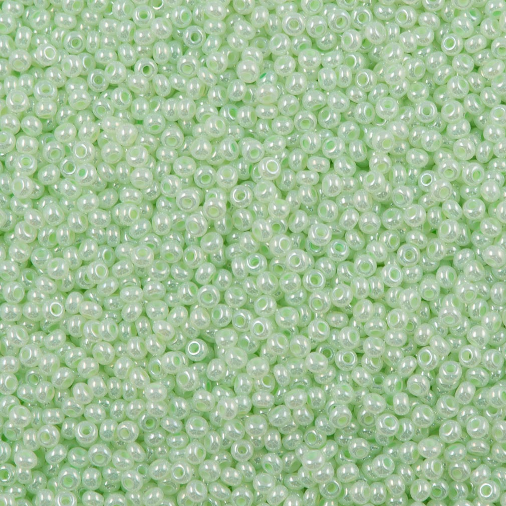 50g Czech Seed Bead 10/0 Opaque Dyed Pearl Pale Green (37152)