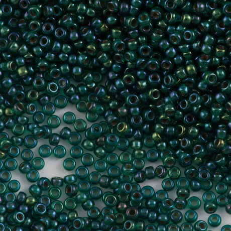 Miyuki Round Seed Bead 11/0 Peach Lined Emerald 22g Tube (338)