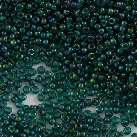 50g Miyuki Round Seed Bead 11/0 Peach Lined Emerald (338)