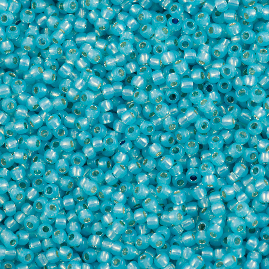Toho Round Seed Bead 8/0 Silver Lined Milky Teal 2.5-inch Tube (2104)