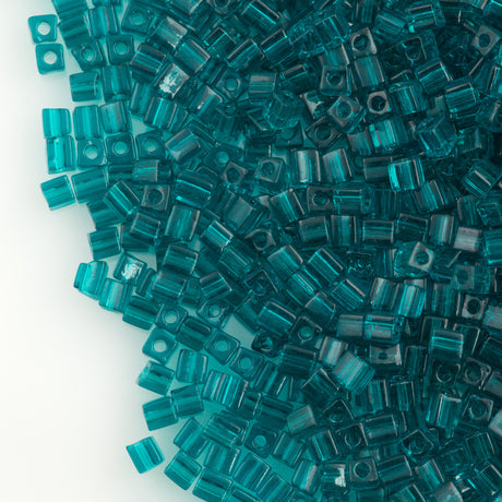 Miyuki 3mm Cube Seed Bead Transparent Teal 19g Tube (2405)