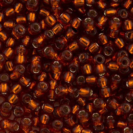 50g Toho Round Seed Bead 6/0 Silver Lined Burnt Orange (2208)