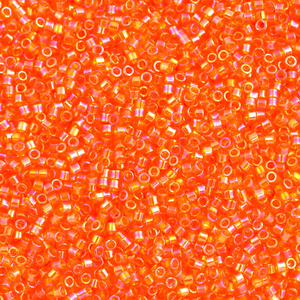 Miyuki Delica Seed Bead 11/0 Transparent Orange AB 2-inch Tube DB151