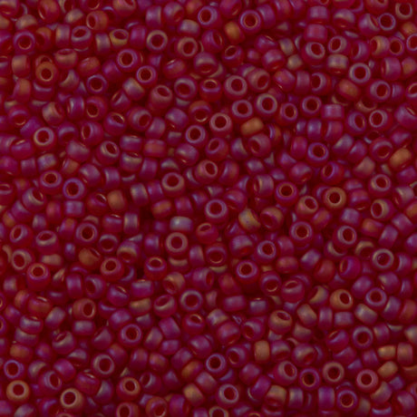 Miyuki Round Seed Bead 11/0 Matte Transparent Ruby AB 22g Tube (141FR)