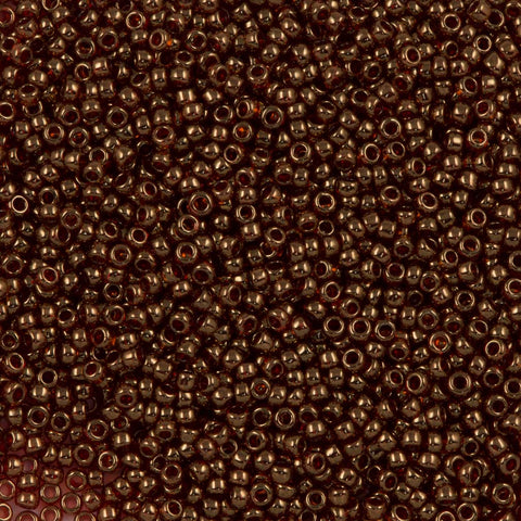 Size 16/0 Antique Micro Seed Beads Hazelnut Brown with Gold Luster