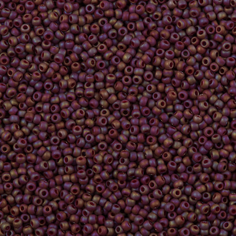 50g Toho Round Seed Bead 11/0 Semi-Glazed Dark Red AB (2639F)