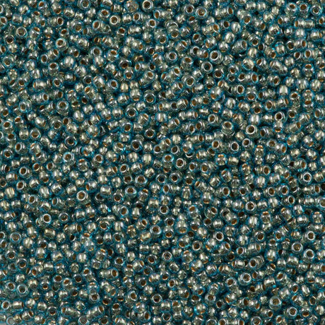 50g Toho Round Seed Beads 11/0 Inside Color Lined Gold Aqua (990)