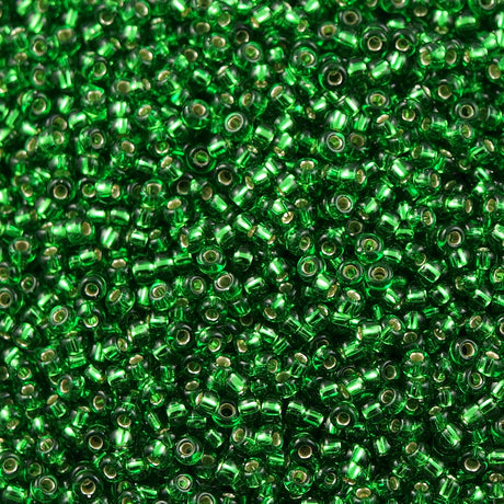 Miyuki Round Seed Bead 11/0 Silver Lined Green (16)