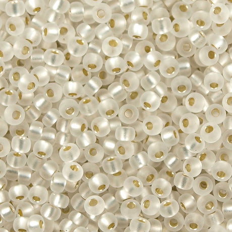 Miyuki Round Seed Bead 11/0 Semi-Matte Silver Lined Crystal (1901)