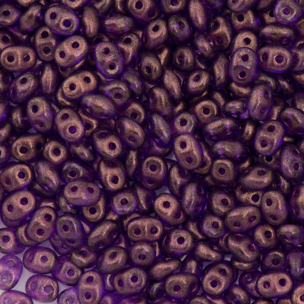 Super Duo 2x5mm Two Hole Beads Metalust Purple 22g Tube (24202)