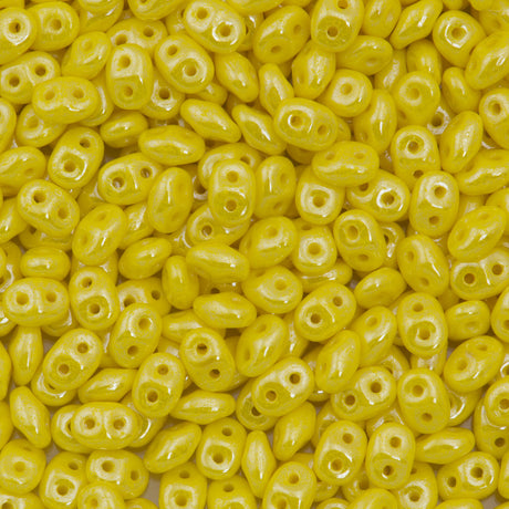 Super Duo 2x5mm Two Hole Beads Opaque Yellow White Luster 22g Tube (83120WL)