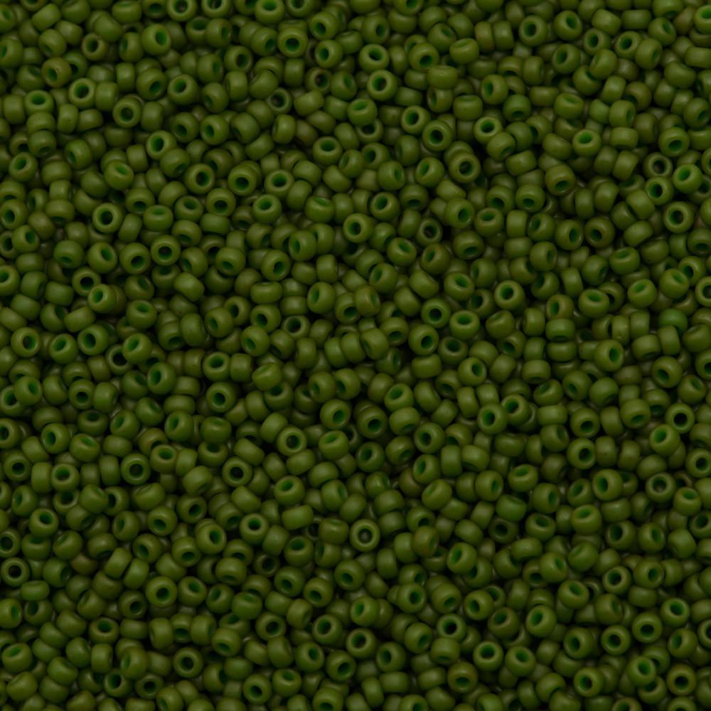 50g Miyuki Round Seed Bead 11/0 Opaque Matte Dyed Olive Green (2049)