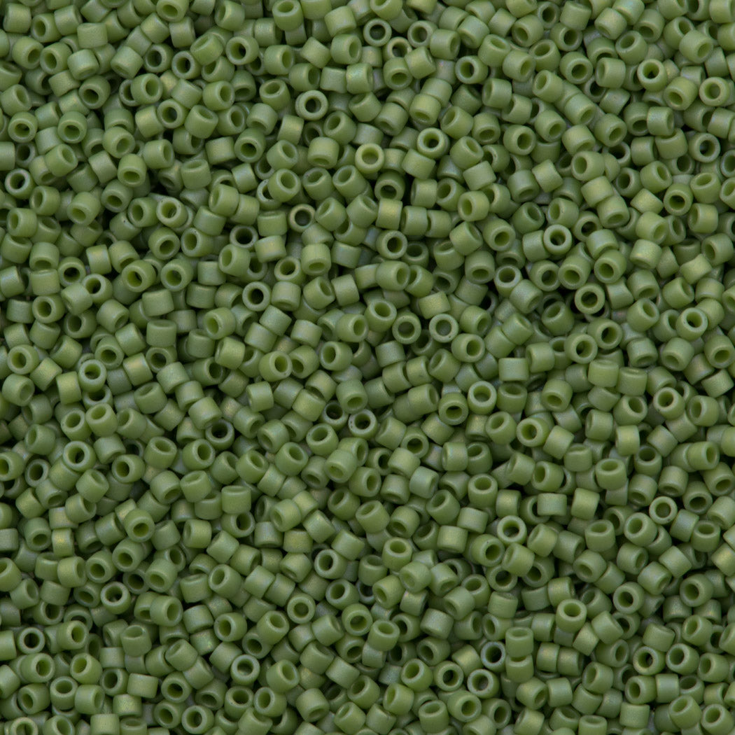 Miyuki Delica Seed Bead 11/0 Matte Opaque Glazed Pistachio AB 2-inch Tube DB2310