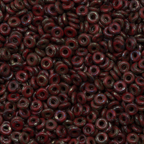 Czech O Beads Opaque Red Picasso 7.9g Tube (93200T)