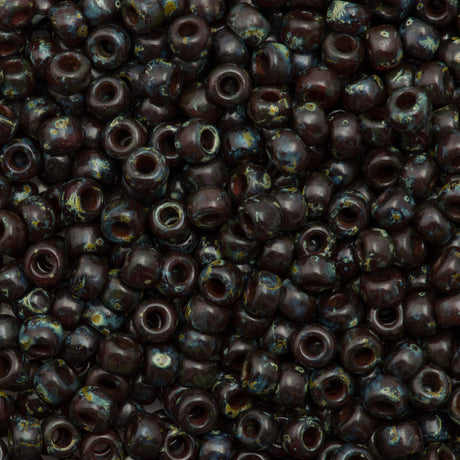 Miyuki Round Seed Bead 6/0 Transparent Garnet Picasso 20g Tube (4504)