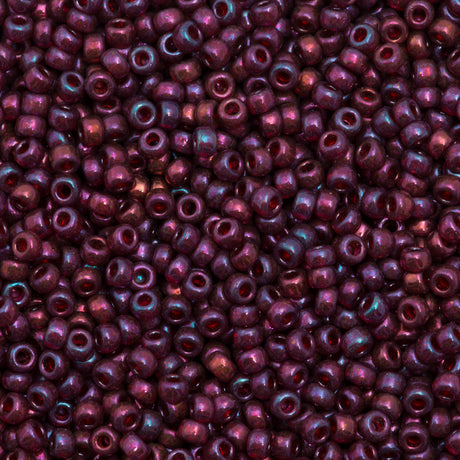 Miyuki Round Seed Bead 8/0 Purple Cranberry Gold Luster 22g Tube (313)