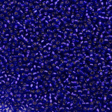 50g Miyuki Round Seed Bead 11/0 Dyed Silver Lined Royal Purple (1446)