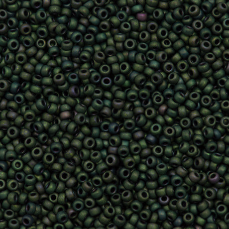 Miyuki Round Seed Bead 11/0 Matte Metallic Dark Green Iris 22g Tube (2066)