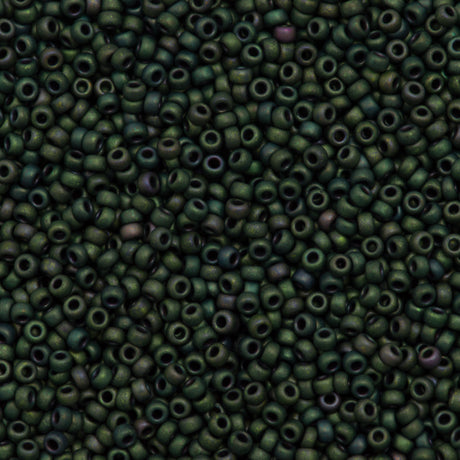 Miyuki Round Seed Bead 11/0 Matte Metallic Dark Green Iris (2066)