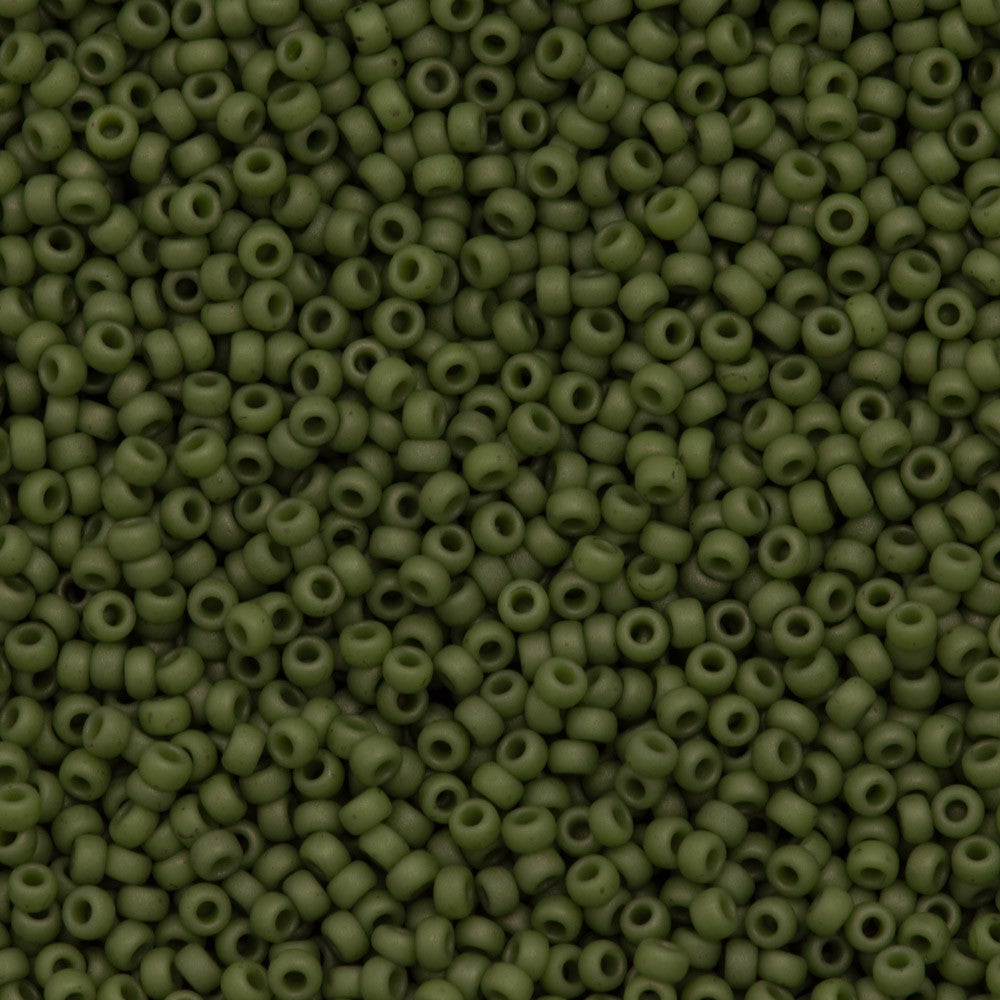 10g Miyuki Round Seed Bead 11/0 Matte Opaque Olive (2318)