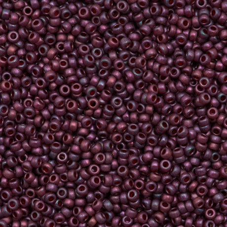 Miyuki Round Seed Bead 8/0 Semi Matte Gold Luster Cranberry 22g Tube (313SF)