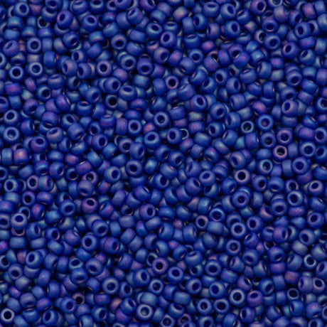 10g Miyuki Round Seed Bead 11/0 Matte Opaque Cobalt AB (414FR)