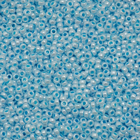 10g Miyuki Round Seed Bead 11/0 Aqua Lined White Pearl (430)