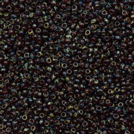 50g Miyuki Round Seed Bead 11/0 Transparent Garnet Picasso (4504)