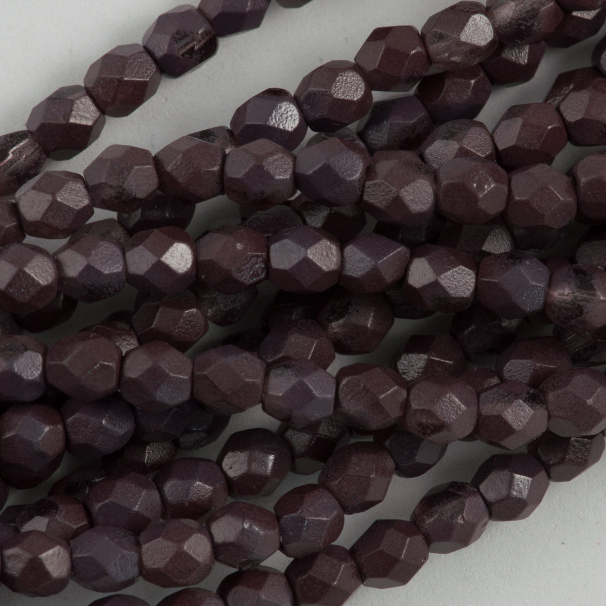 100 Czech Fire Polished 4mm Round Bead Opaque Coated Coffee (31100K)