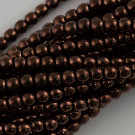 100 Czech 6mm Pressed Glass Round Beads Dark Bronze (14415)