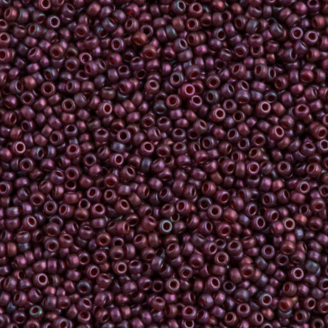 Miyuki Round Seed Bead 11/0 Semi Matte Gold Luster Cranberry 22g Tube (313SF)