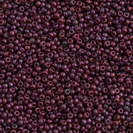 50g Miyuki Round Seed Bead 11/0 Semi Matte Gold Luster Cranberry (313SF)