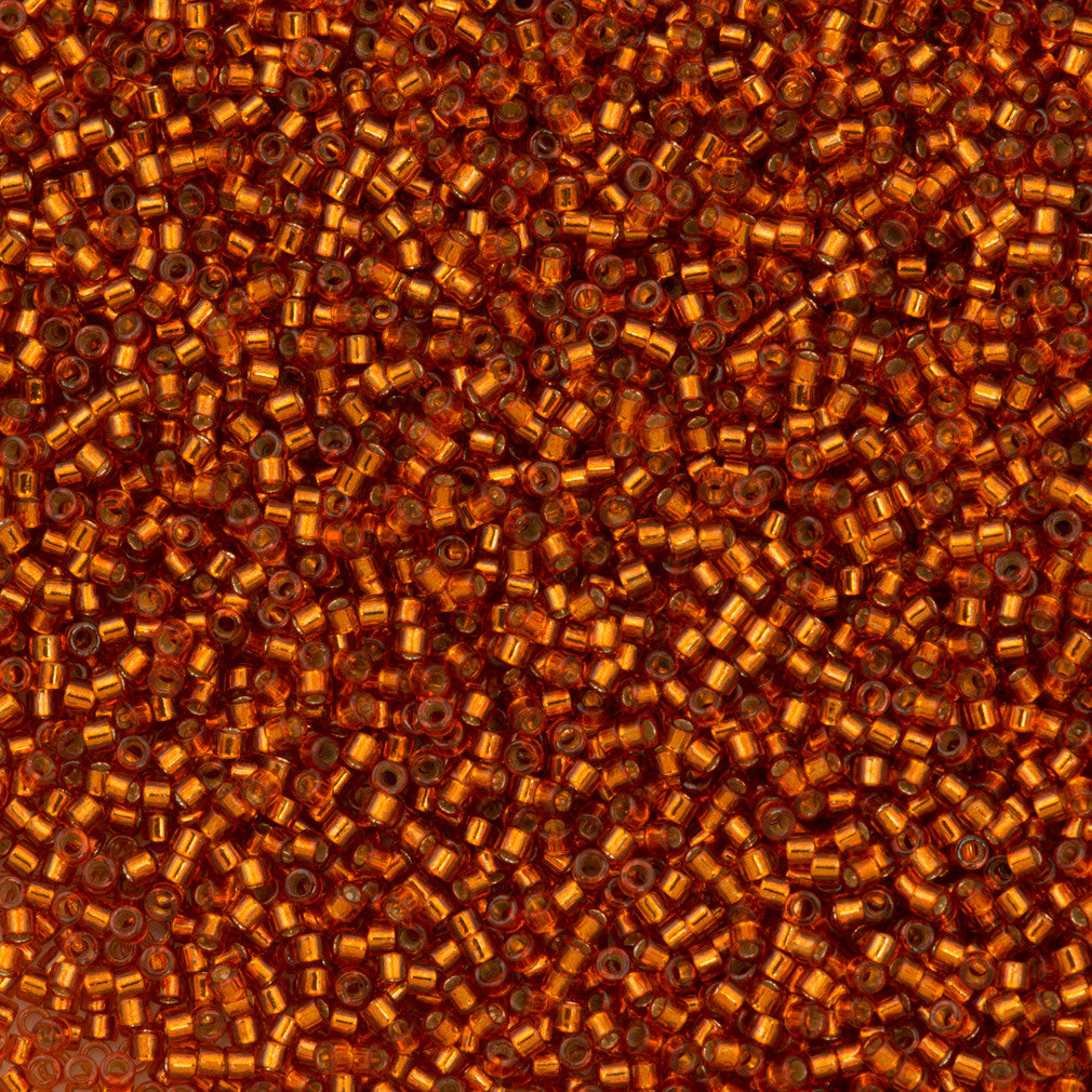 25g Miyuki Delica Seed Bead 11/0 Transparent Silver Lined Dyed Burnt Orange DB1333