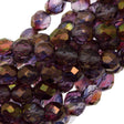 50 Czech Fire Polished 8mm Round Bead Amethyst Crystal Luster (91011)