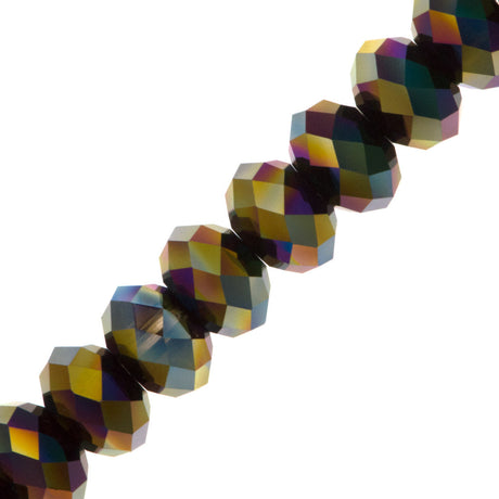 TRUE CRYSTAL 6x4mm Rondelle Bead Crystal Dark Rainbow 2X (001 RBDK2)