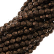 100 Czech Fire Polished 4mm Round Bead Matte Dark Bronze (14415M)