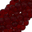 50 Czech Fire Polished 8mm Round Bead Ruby (90100)