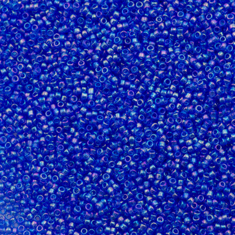 Toho Round Seed Bead 15/0 Transparent Cobalt AB 2.5-inch Tube (178)