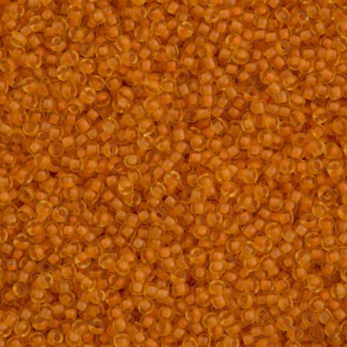 Miyuki Round Seed Bead 11/0 Semi Matte Peach Lined Amber 22g Tube (1937)