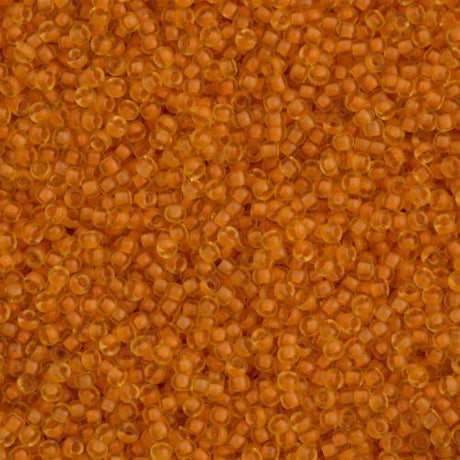 50g Miyuki Round Seed Bead 11/0 Semi Matte Peach Lined Amber (1937)