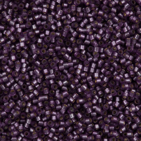 25g Miyuki Delica seed bead 11/0 Semi Matte Silver Lined Dyed Violet DB695