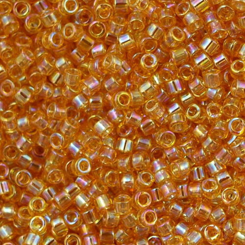 Miyuki Delica Seed Bead 10/0 Transparent Light Amber AB 7g Tube DBM100