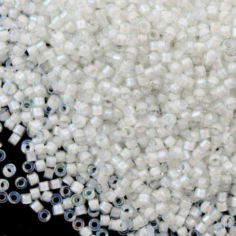 Miyuki Delica Seed Bead 10/0 Inside Color Lined White 7g Tube DBM66